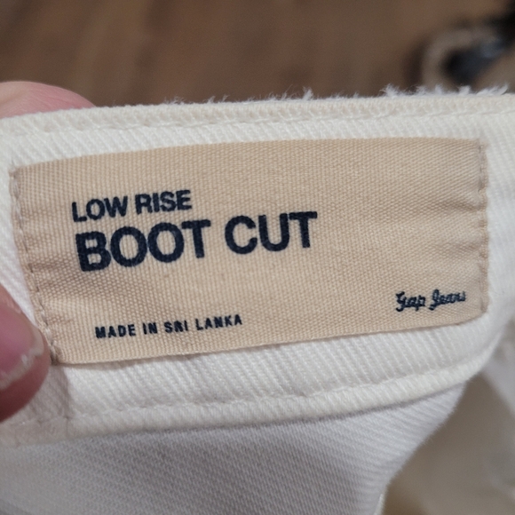 GAP jeans bootcut stretch low rise button zip pockets white ivory tan 28/6 - Picture 6 of 10